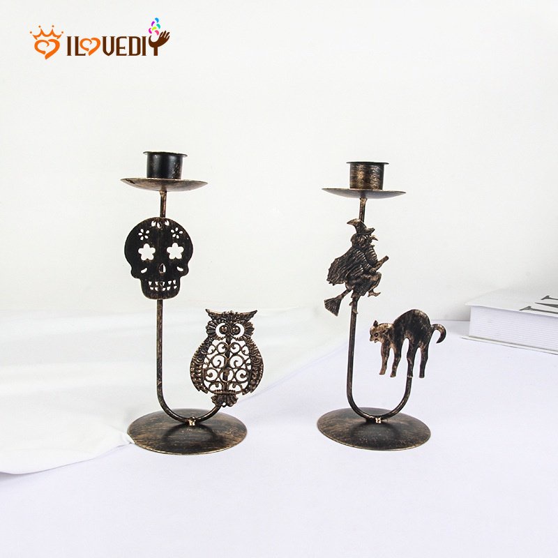 Holder Lilin Bahan Besi Gaya Retro Untuk Dekorasi Halloween