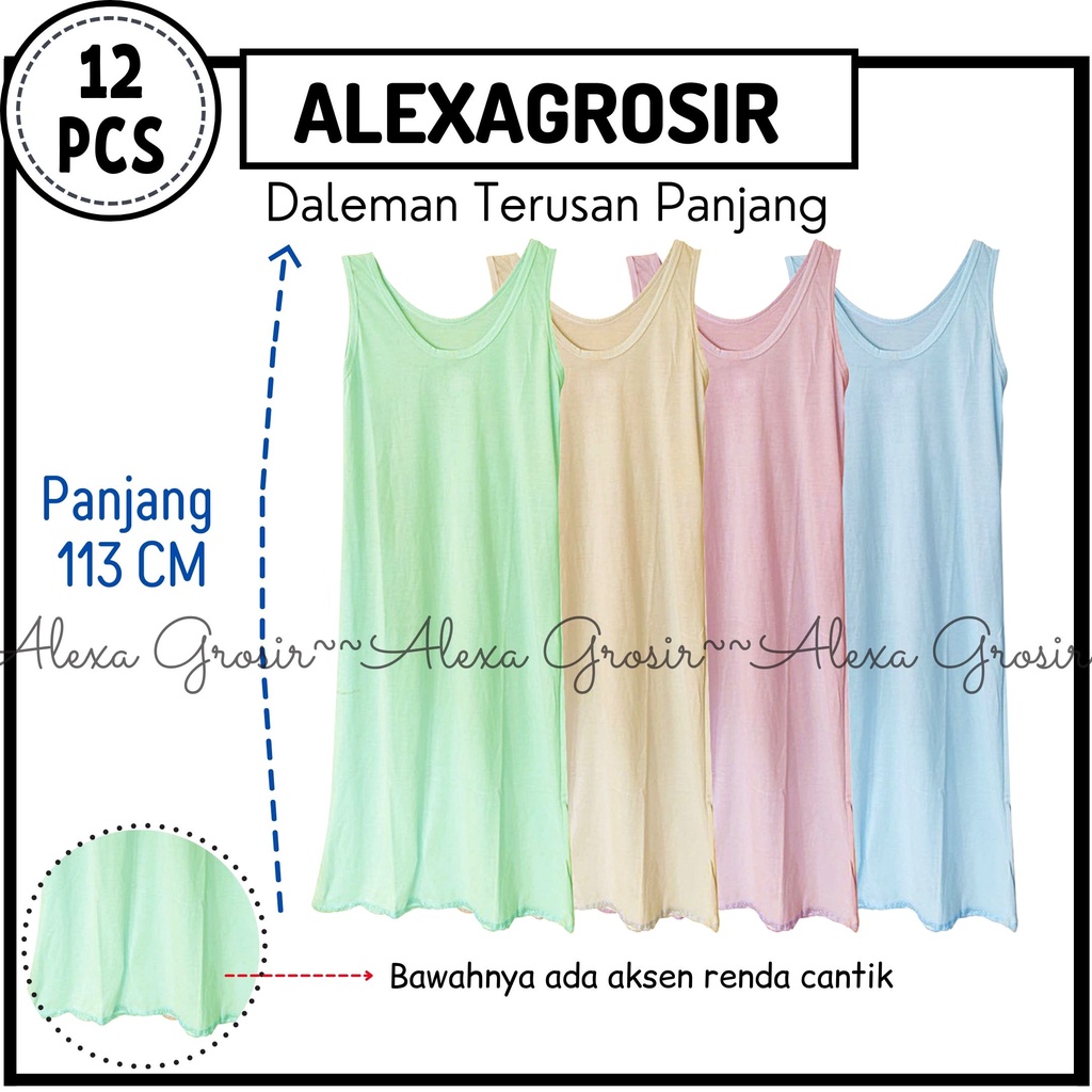 GROSIR 12 PCS Daleman Panjang Inner Panjang Baju Dress Inner