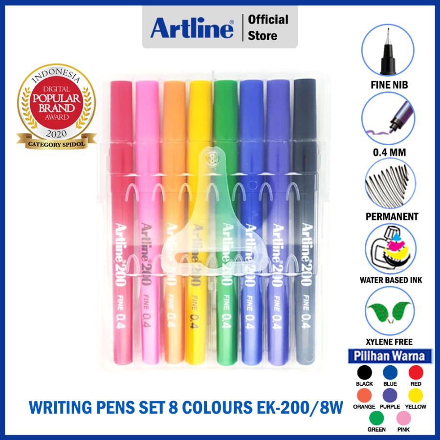 

PULPEN ARTLINE WRITING PENS VARIETY INK COLOURS EK-200