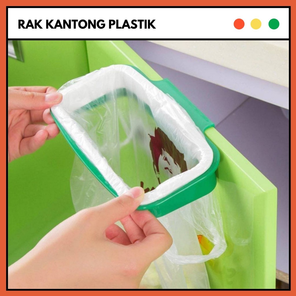 Set Rak Hanger Gantungan Kantong Plastik Tong Sampah Dapur Laci Meja Lemari Pintu Unik Multifungsi