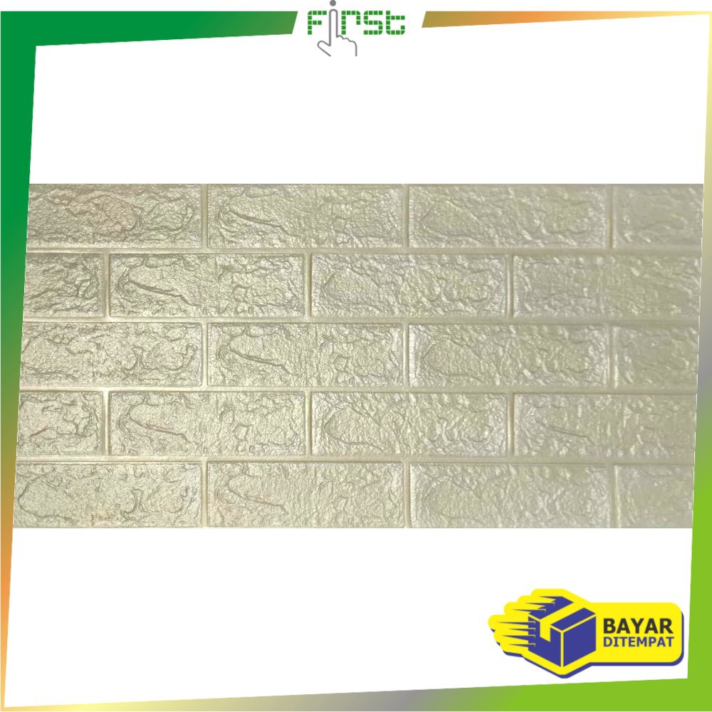 *COD* FH-C206 Wallpaper Dinding Foam 3D Kecil Motif Batu Bata/Walpaper Stiker Dinding Dekorasi Kamar-Batu Bata GOLD