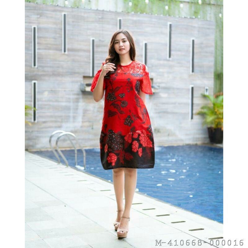 DRESS WANITA KATUN ZAHRA BATIK Warna: Biru bca, Maroon, Kuning, Biru toska, Abu abuUkuran: M, L, XL