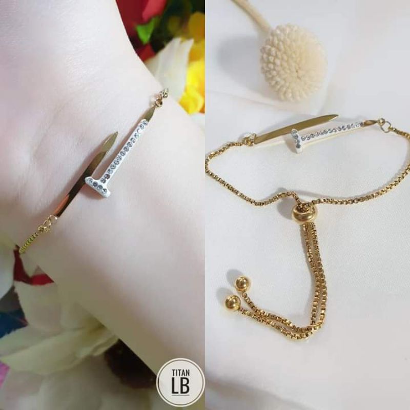 gelang serut titanium motif paku PKU66580
