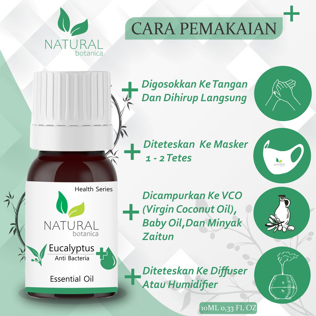 Natural Botanica Eucalyptus Essential Oil Pure Minyak Esensial Ekaliptus Aroma Terapi Diffuser Humidifier