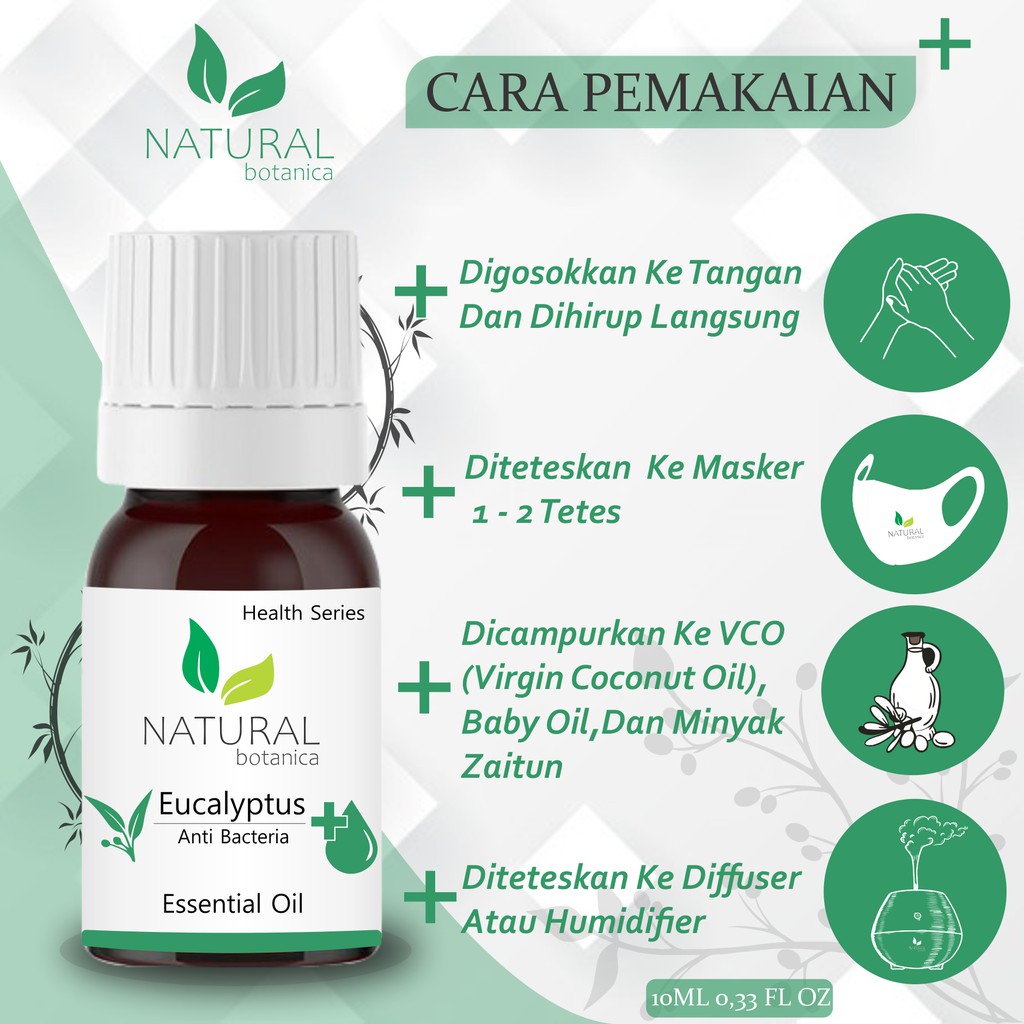 Natural Botanica Eucalyptus Essential Oil Pure Minyak Esensial Aroma Terapi Diffuser Humidifier