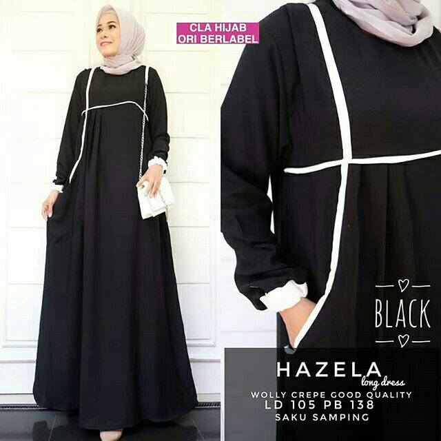 Hazela Long Dress, DRESS MUSLIM, baju wanita, baju gamis, dress, gamis, Baju gamis, fashion wanita