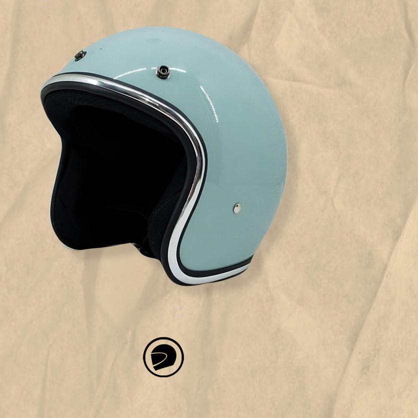 ➴ BOSHELM Helm Retro List Chrome Hitam Half Face Helm Bogo ⅍
