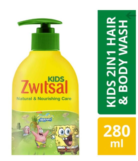 Zwitsal Kids Seri SpongeBob Bubble Bath &amp; 2in1 - Botol 280ml / Refill 250mL