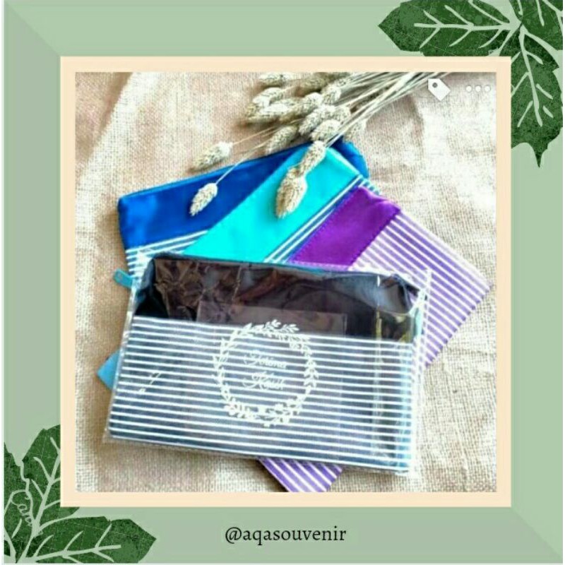 SOUVENIR PERNIKAHAN POUCH SALUR FREE SABLON DAN THANK CARD / SOUVENIR PERNIKAHAN / SOUVENIR TEMPAT M