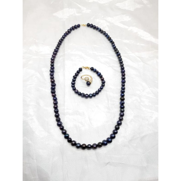 SET PERHIASAN MUTIARA LOMBOK PERHIASAN FULL MUTIARA HITAM