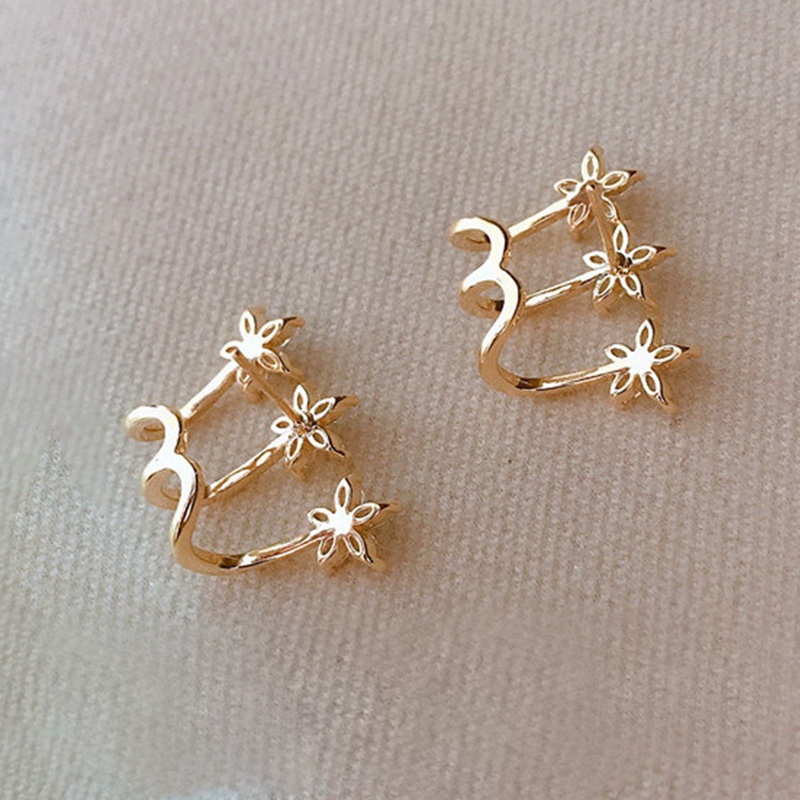 Anting Stud Cubic Zirconia Bentuk Bunga Untuk Wanita