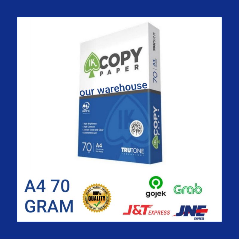 

KERTAS PRINT COPY A4 70 GRAM IK PAPER 1 RIM 500 LEMBAR