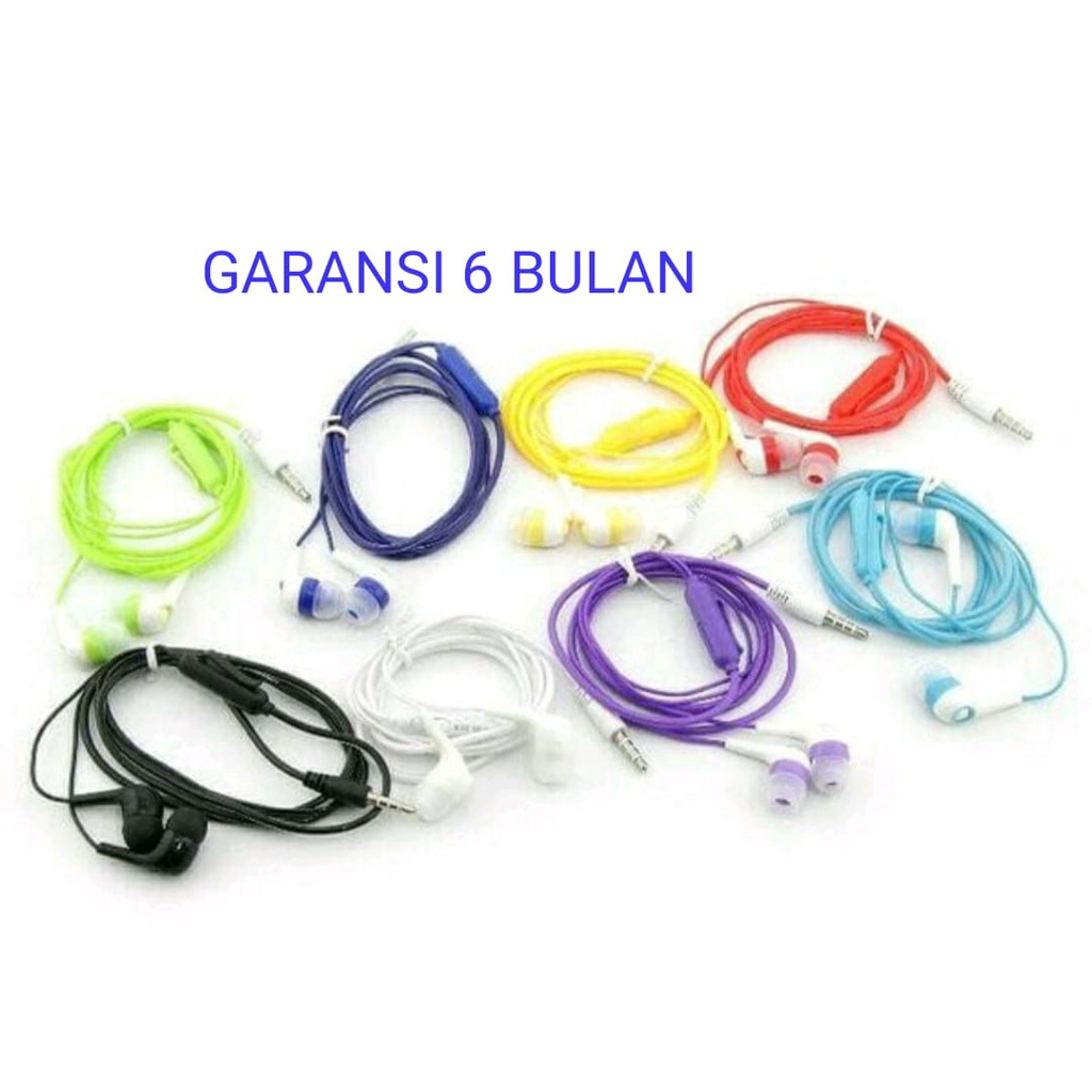 GARANSI 6 BULAN HANDSFREE HEADSET EARPHONE DOUBLE BASS STEREO MUSIC