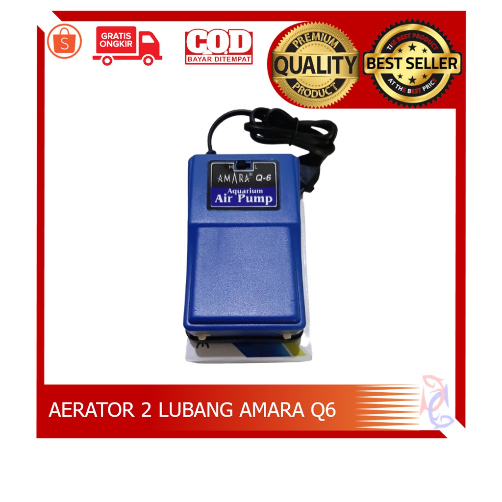 AERATOR AMARA 2 LUBANG Q6 AMARA Q6 AERATOR 2 LUBANG MESIN GELEMBUNG AMARA AQUARIUM 2 LUBANG