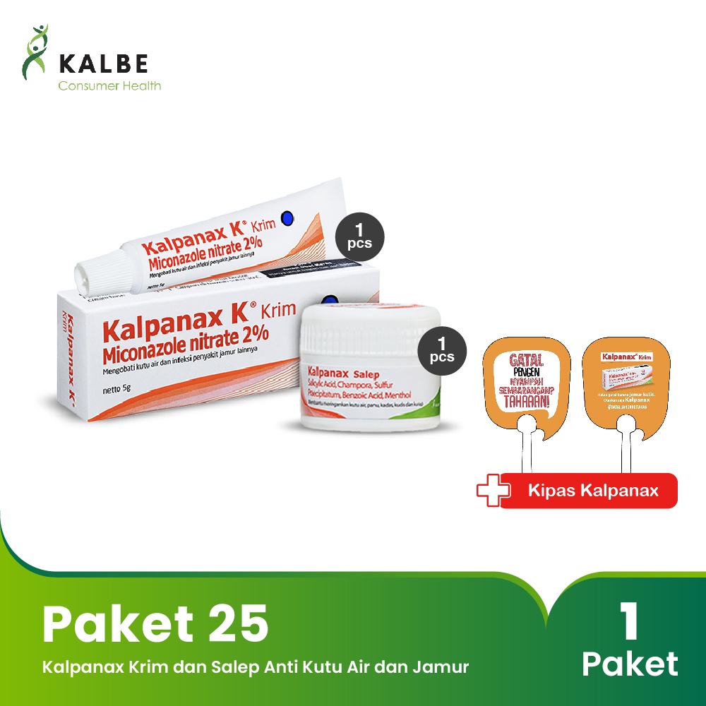 Kalpanax Krim 5 g &amp; salep 6g krim/salep Kutu air dan jamur - Paket 25