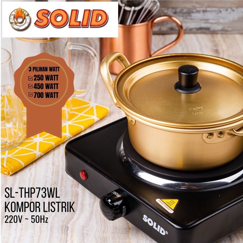Kompor Listrik SOLID SL-THP 73-WL Serbaguna 3 Pilihan Watt Teflon Portable
