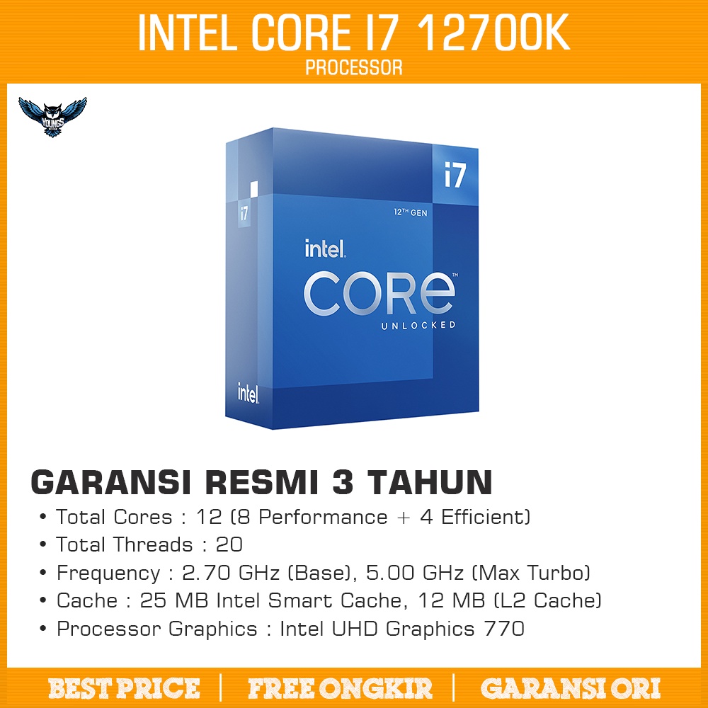 Intel Core i7 12700K Box | 5.0Ghz 12C 20T | Gen 12 LGA1700 Alder Lake