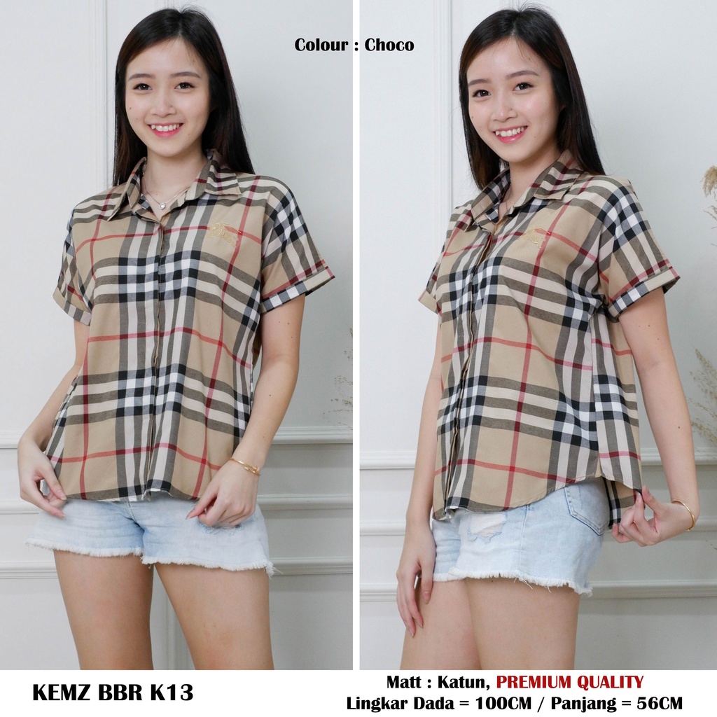 KEMEJA WANITA KEKINIAN KEMZ BBR K13 PREMIUM Lengan Pendek-1