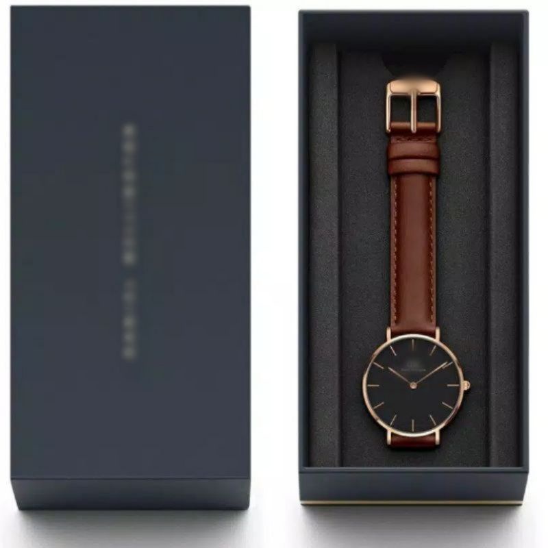 JAM TANGAN PRIA WD KULIT PREMIUM KUALITI FREE BOX DAN PAPERBAGS DIAMETER 4.2CM||JAMTANGAN FASHION PRIA-C.tua rose