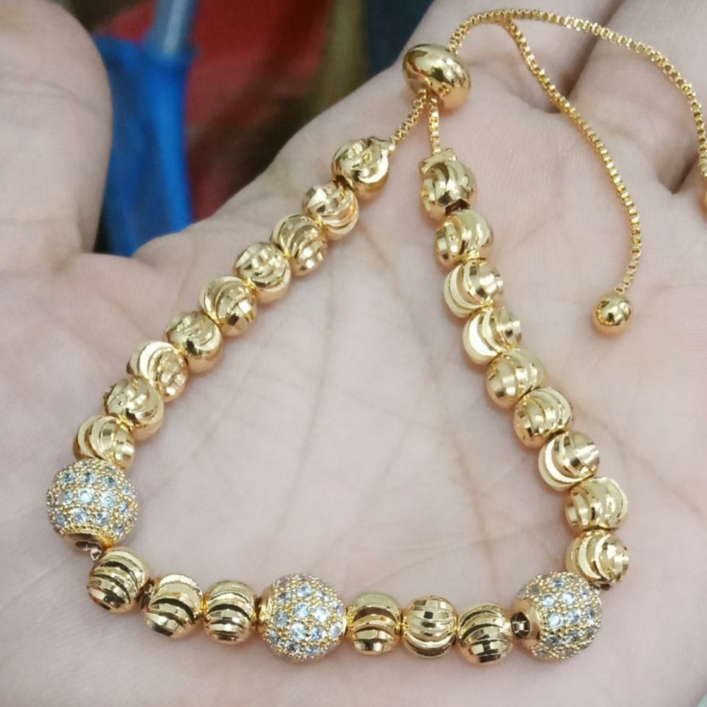 Gelang Serut Premium Model Bola Pelangi Tahan Karat dan Luntur