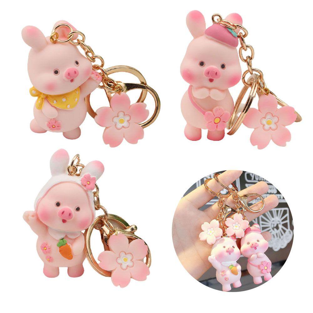 Lily Keyring Backpack Pink Piggy Liontin Lucu