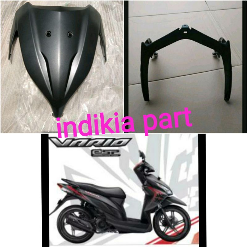 cover body depan tameng panel plus jenggot janggut Vario 110 fi led hitam abu abu dop dof 2014 2015 
