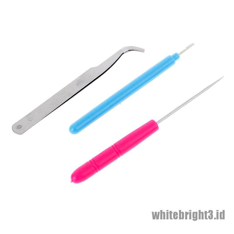 (white3) 3pcs / Set Pen Jarum + Pinset Kertas Quilling DIY