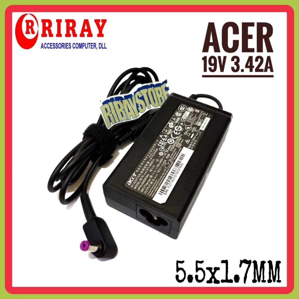 Adaptor Charger Acer Aspire E5-551 E5-552 E5-553 E5-571 E-57 19V 3.42A (5.5 X 1.7MM) Original