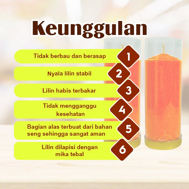 Lilin Lotus Orange Serbaguna Pilar 1Kati Sepasang