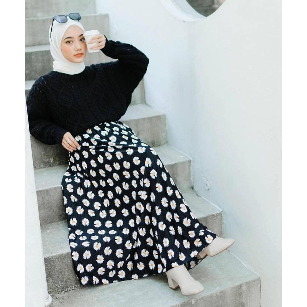 ROK PLISKET MOTIF BUNGA _Rokkorea-roktrend-rokbunga