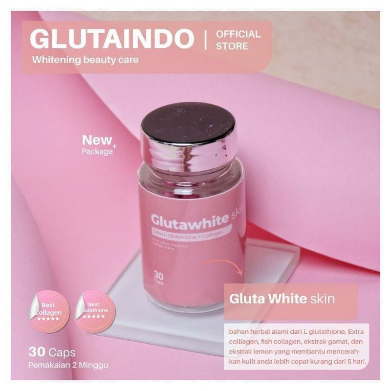 GLUTAWHITE GLUTA WHITE SKIN KAPSUL ORIGINAL PEMUTIH PENCERAH KULIT BADAN BPOM CEPAT GLOWING AMPUH