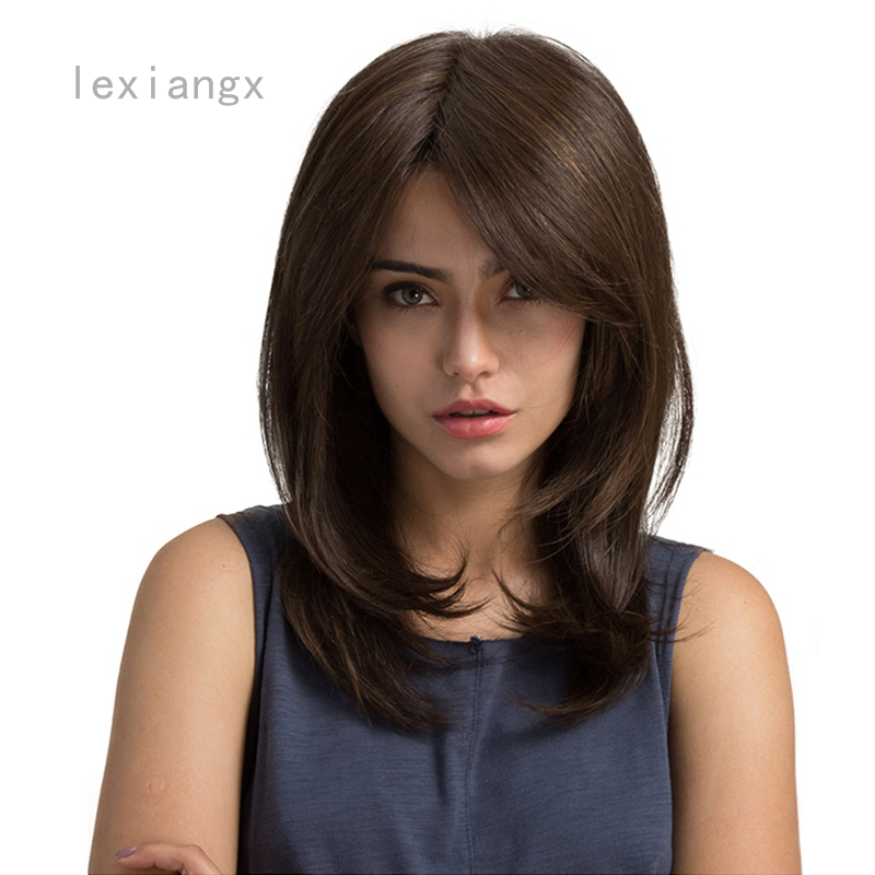 Long Wave Wigs Brown Wig Medium Length Straight Synthetic Hair Wigs For Women Heat Resistant Hair For Daily Party Shopee Indonesia
