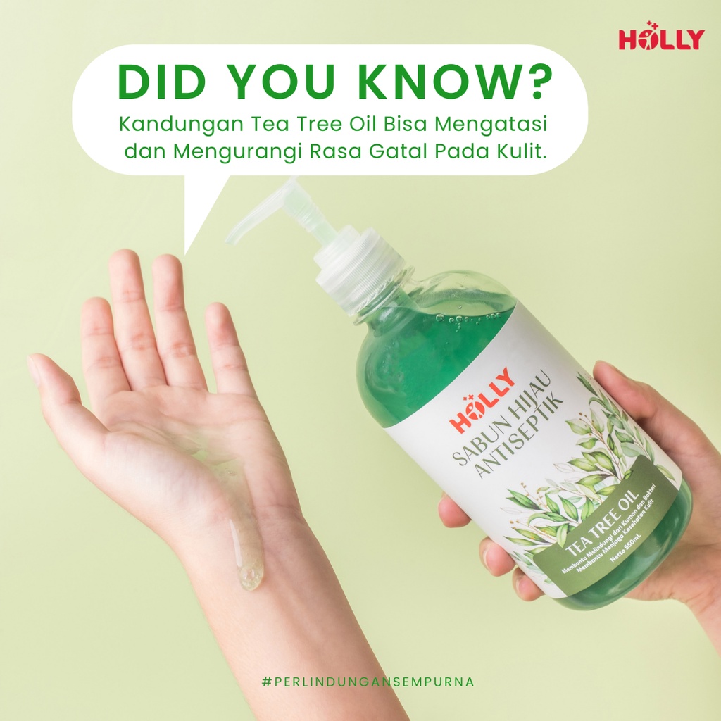 Holly Sabun Hijau Cair Tea Tree Antiseptik 550ml Antiseptik Anti Bakteri dan Jamur