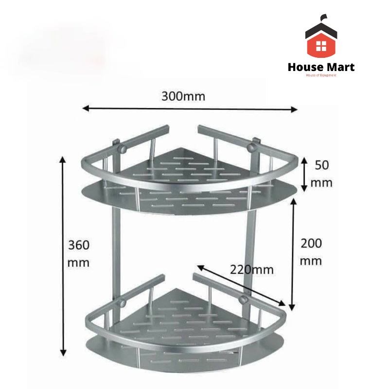 Rak Susun Kamar Mandi Rak Sudut Kamar Mandi 2 Susun Bahan Alumunium Kuat dan Kokoh