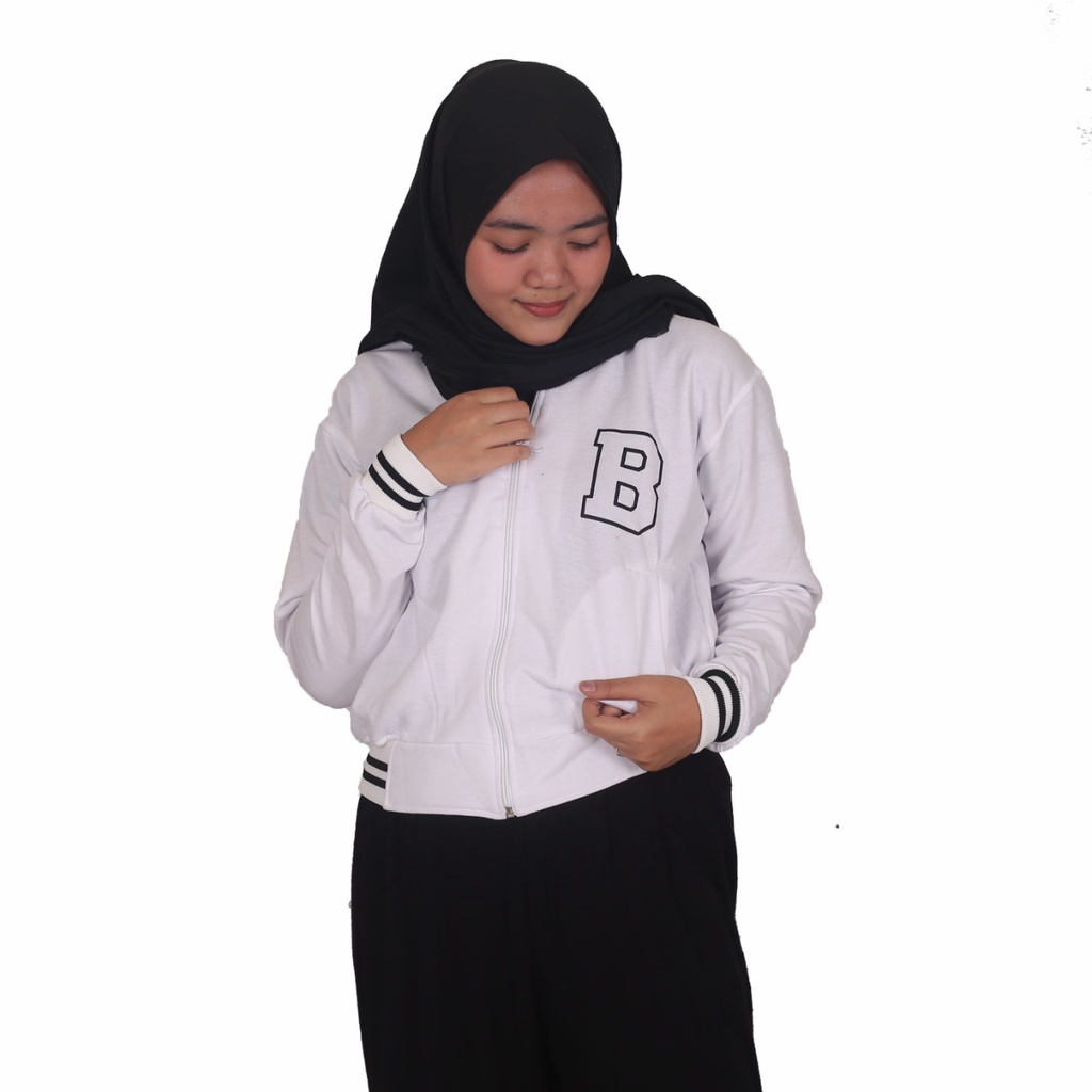 MVP - B Zipper Baseball - Jaket Crop Baseball Wanita