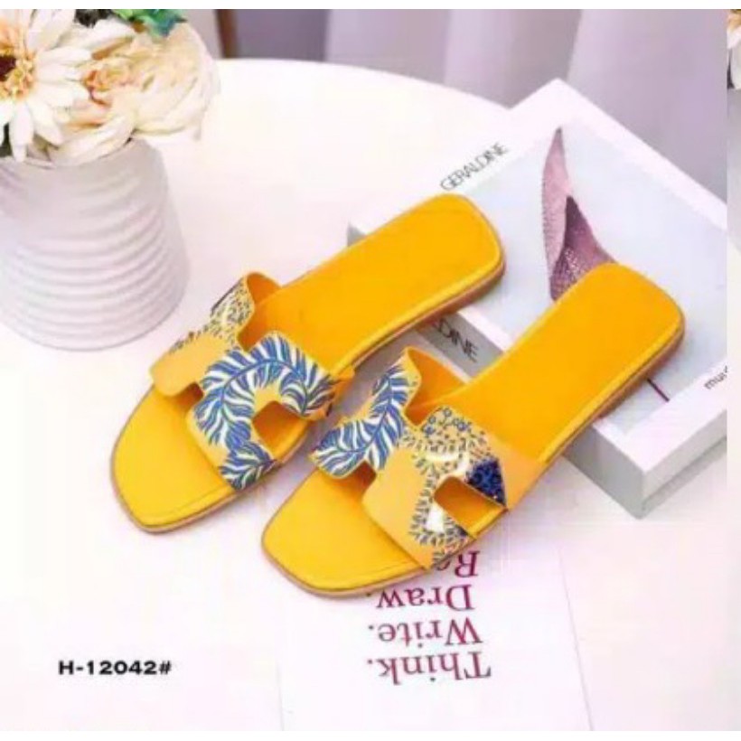 Sandal Selop Teplek Wanita Full Print