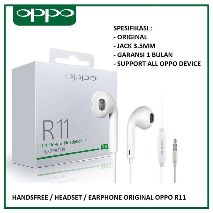 Headset Oppo Reno 5 Reno 5 5G Reno 5F Ori 100% Earphone Oppo R11 Super Bass Jack 3,5 mm