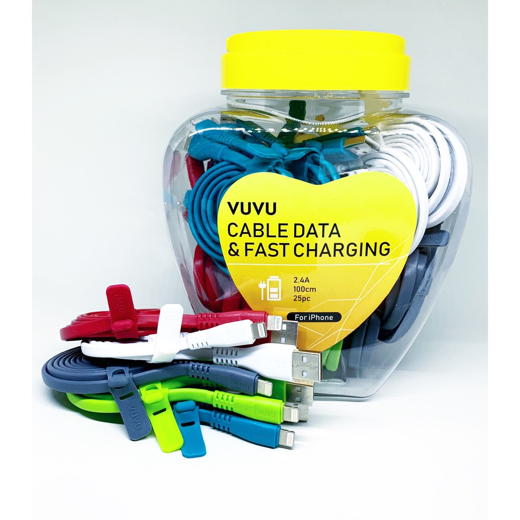 Kabel Data VUVU IOS fast Charging 2.4 A Gepeng 100 cm IPHONE lightning cable