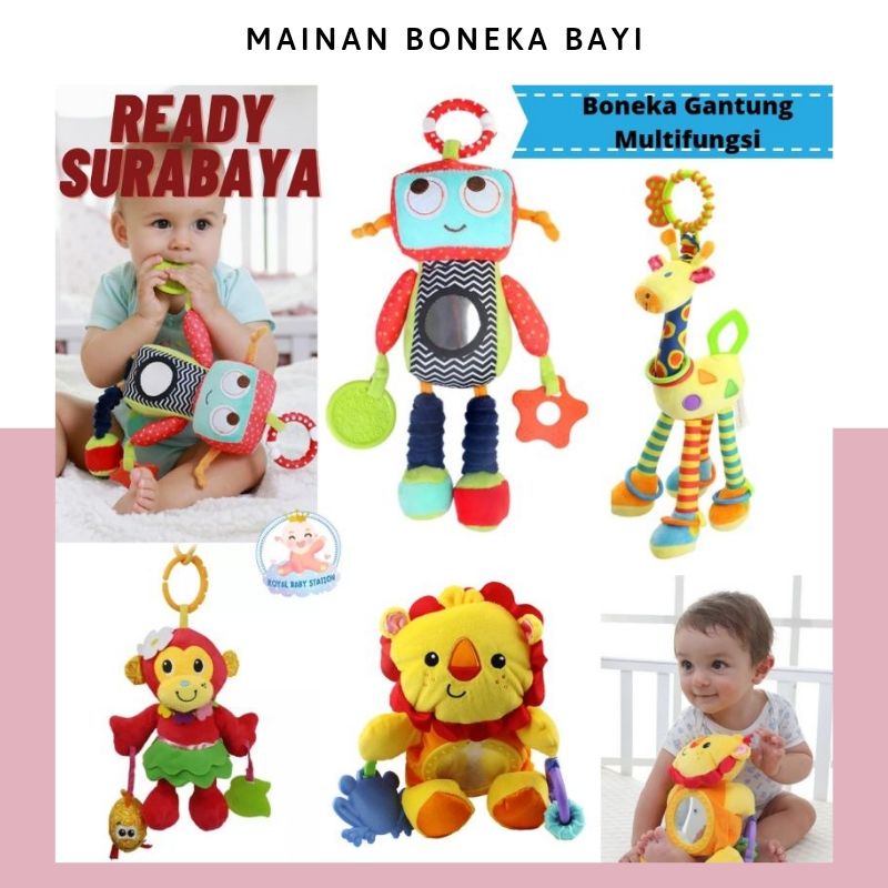 Boneka Jumbo Set Mainan Gantungan Stroller Kasur Bayi Rattle Teether Set Lucu