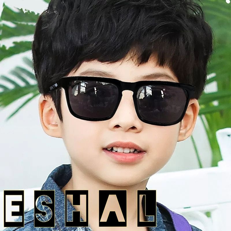 Kacamata Hitam Anak Gaya Fashion Anti UV / KACAMATA ANAK COWOK CEWEK-Hitam Kotak