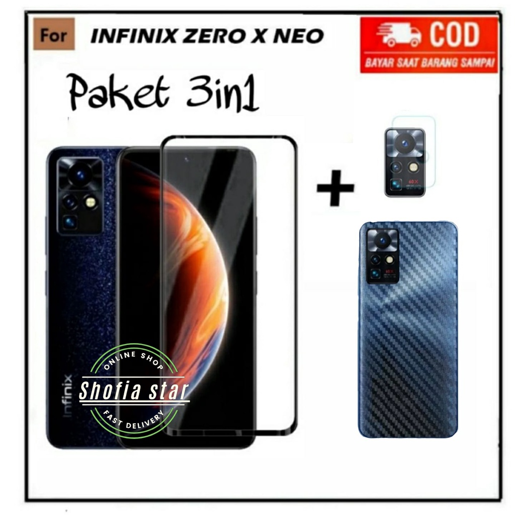 3IN1 TEMPERED GLASS INFINIX ZERO X NEO TG LAYAR ANTIGORES KACA FULL COVER