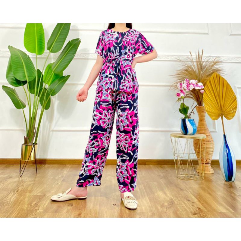 SETELAN CELANA PANJANG KENCANA UNGU / PIYAMA CELANA PANJANG / SETELAN KENCANA UNGU