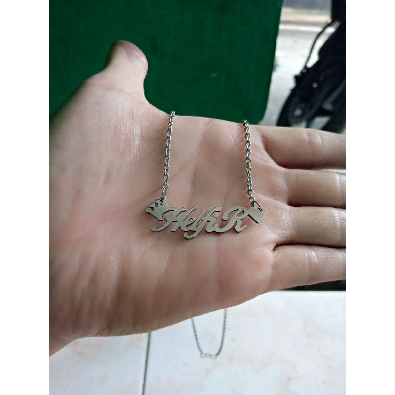 Kalung custom nama sendiri anti karat motip cartoon