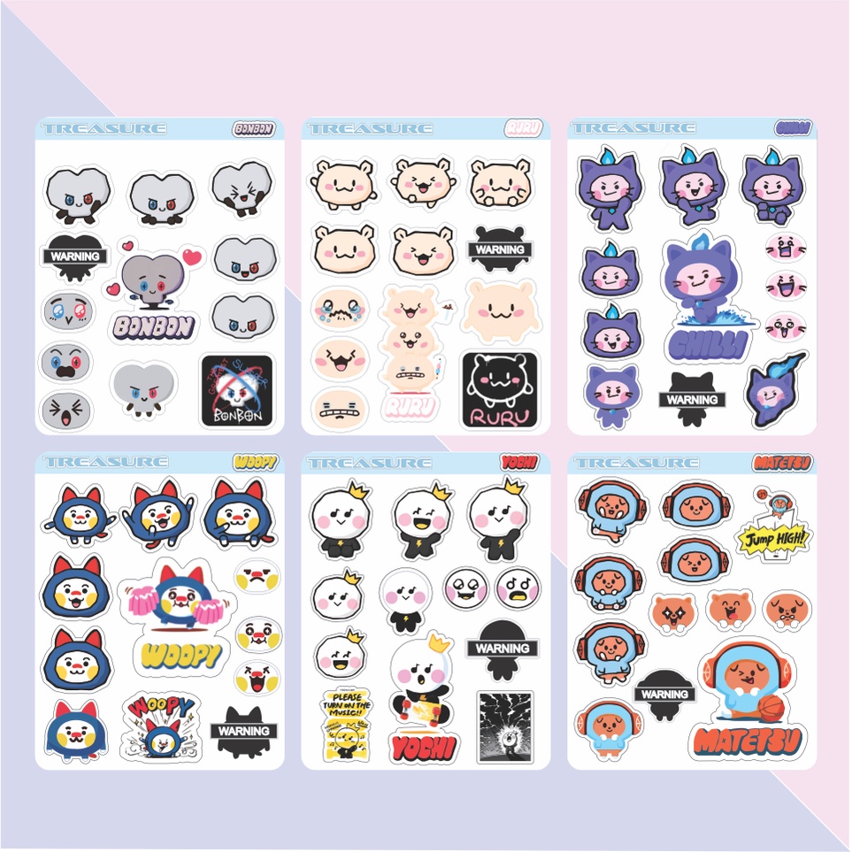 

STICKER TREASURE TRUZ CHILLY ROMY YOCHI MATETSU BONBON HIKUN LAWOO YEDEE SOM RURU WOOPY PODONG