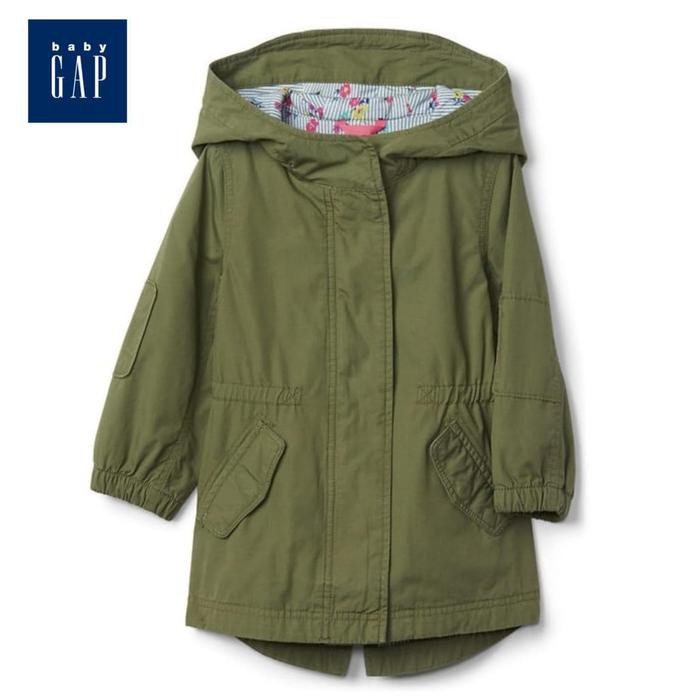 JAKET PARKA ANAK PEREMPUAN MERK GAP ORIGINAL SISA EKSPOR (ARMY) - 12-18 MONTHS