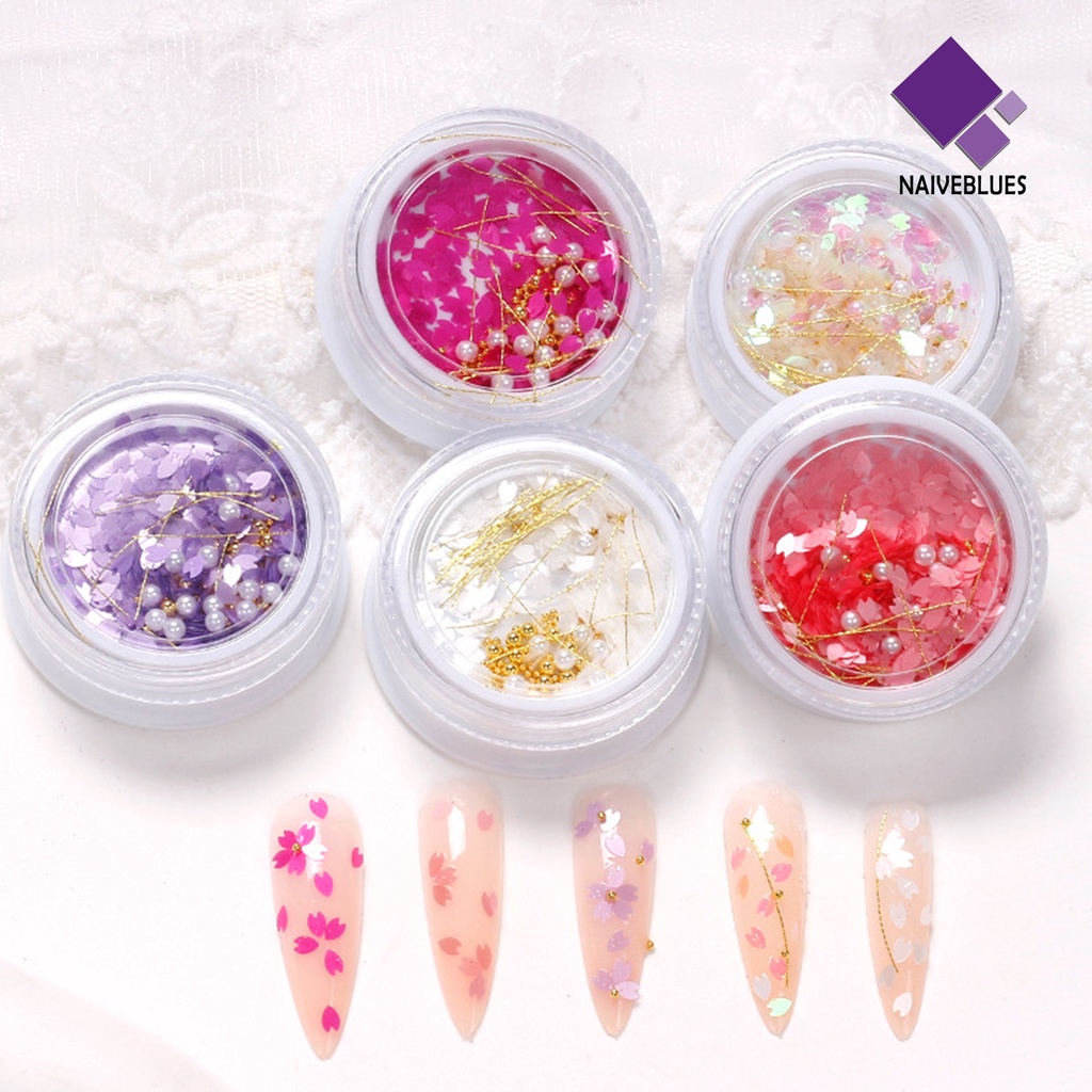 Naiveblue 1 Kotak Sequin Bentuk Bunga Ultra Tipis Efek Visual Berkilau Untuk Nail Art