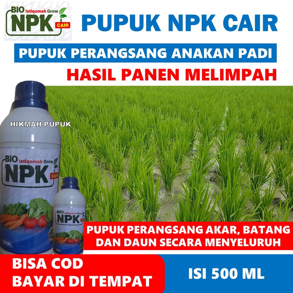 BIO ISTIQOMAH GROW NPK CAIR MELEBATKAN TANAMAN ANAKAN PADI HASIL PANEN MELIMPAH, Obat Semprot Untuk Padi, Pupuk NPK Penyubur Anakan Padi Sawah isi 500 ML ORIGINAL - Pupuk Perangsang Akar Batang Dan Daun Padi Paling Laris