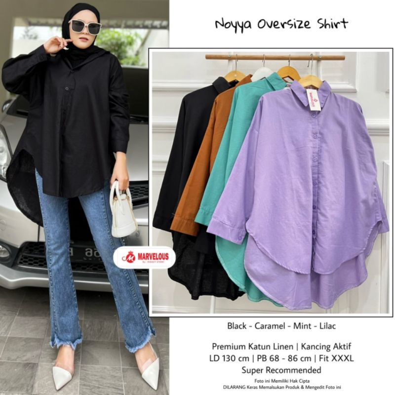 NOYYA OVERSIZE SHIRT BY MARVELOUS (BLOUSE MUSLIMAH) Blouse wanita polos rekomended