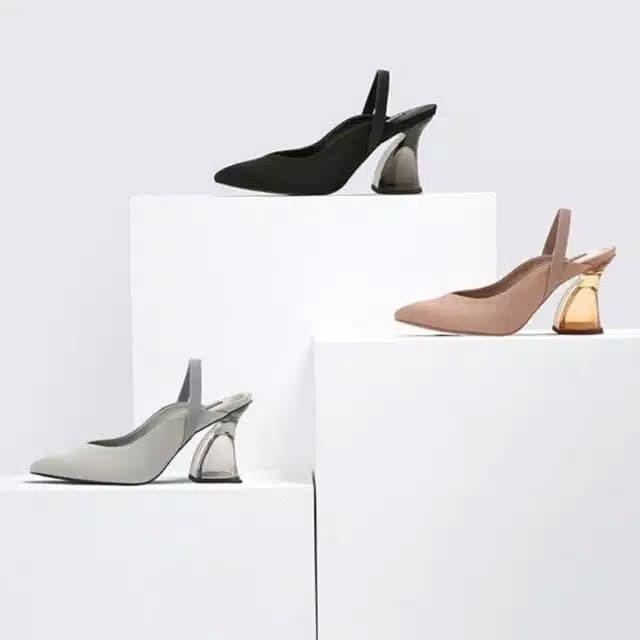 Heels Sepatu Charles And Keith Ck Wanita Acrylic Original
