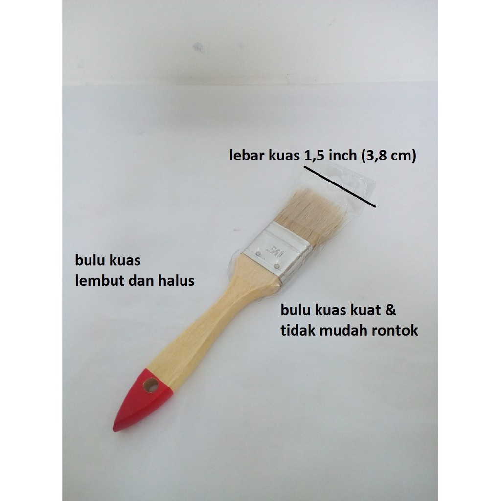 Isano Kuas 1,5&quot; Cat Tembok Halus Ukuran Sedang 1,5 inch Gagang Kayu 1.5&quot; 1.5 inch Besi Dinding Stainless Steel Batu